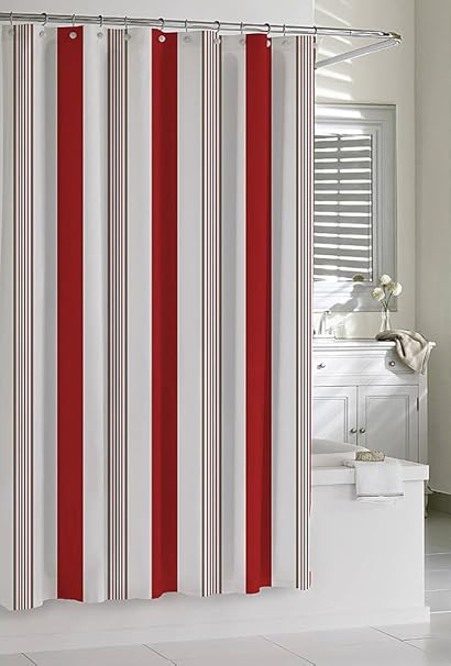 Amazon Com Luxor Linens Cirali Striped Shower Curtains Red