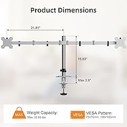 Pholiten Dual Monitor Stand, Heavy Duty Adjustable