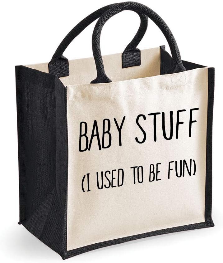 60 Second Makeover LimitedMedium Jute Bag Baby Stuff I Used To Be Fun Black Bag