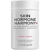 Codeage Skin Hormone Harmony+ Supplement – Skin Hair Support with Ceramosides, Red Orange Complex, Diindolylmethane, Astaxanthin, Vitamin C Ascorbic Acid, Liposomal Delivery – Non-GMO – 30 Capsules