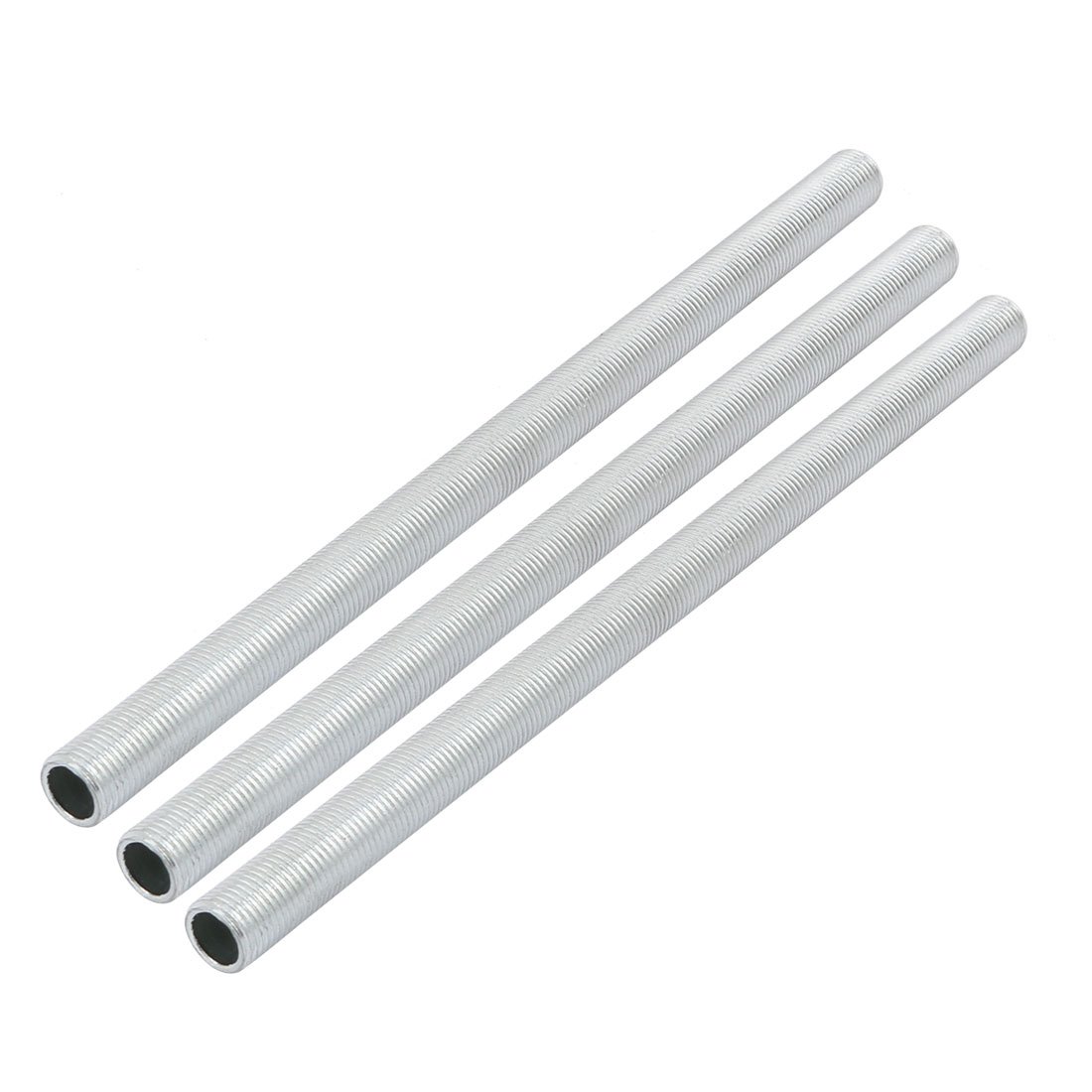 Sourcingmap Lamp Pipe Nipple, M10 Thread 180mm Length Hollow Lamps Repair Part Hardware for Lamp Lights, Zinc Plated Silver Tone, Pack of 3