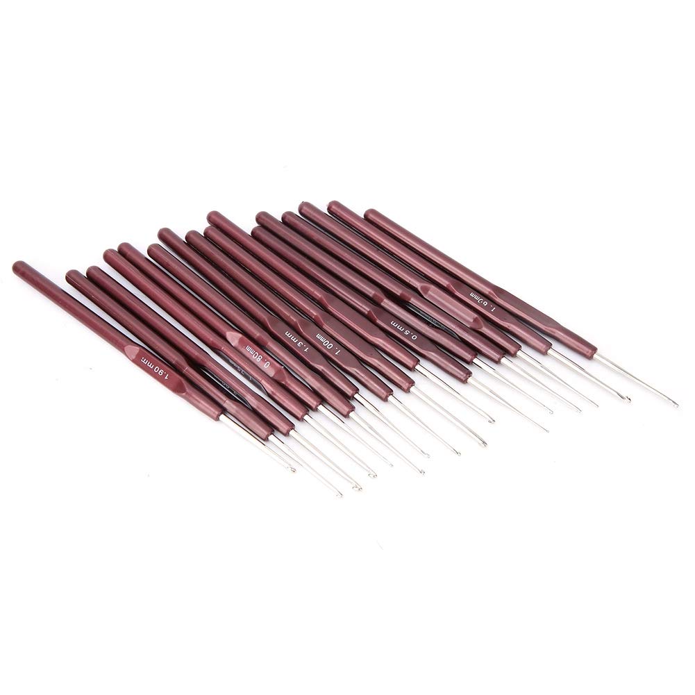 Ultrafine Lace Crochet Hook Set with Stainless Steel Needles and Comfortable Plastic Handles for DIY Sewing