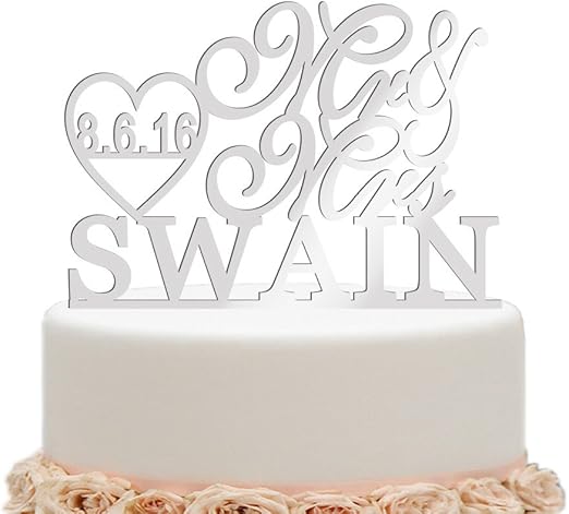 Amazon Com Ivisi Personalized Wedding Cake Topper Monogram Last