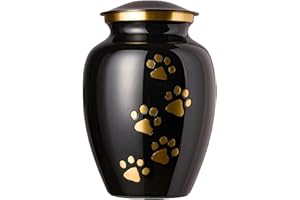 Best Friend Services Pet Urn - Ottillie Paws Legacy Memorial Pet Cremation Urns for Dogs and Cats Ashes Hand Carved Brass Memory Keepsake Urn (Ebony, Vertical, Brass, Small)