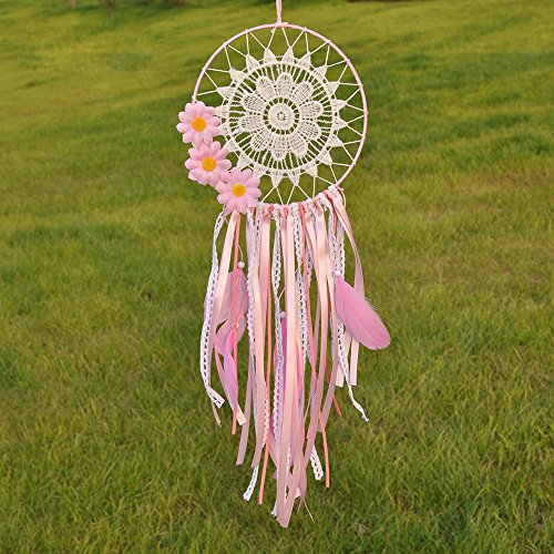 UPC 712994751232, Ricdecor Handmade Indian Real Feathers Dream Catcher Wall Hanging Car Hanging Decoration Ornament (Dia 5.9&quot; Pink flowers)