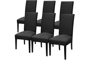 Fuloon 6 Pack Super Fit Stretch Removable Washable Short Dining Chair Protector Cover Seat Slipcover for Hotel, Dining Room, Ceremony, Banquet Wedding Party