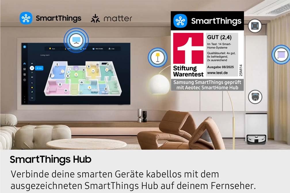 Samsung Crystal UHD U8079F 4K 65 Zoll (163 cm) LED Fernseher, Crystal Prozessor 4K, MetalStream Design, SmartThings, AI Upscaling, Gaming Hub, Knox Security, Kostenlose Inhalte, Smart TV 9