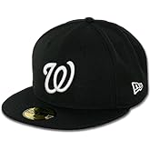 New Era Washington Nationals BK WH BK Fitted Hat (Black/White) Men's 59Fifty Cap