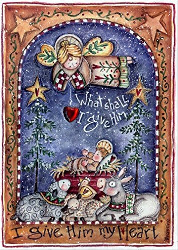 Gem Heart Angel and Baby Jesus - LPG Handcrafted Embellished Box of 12 Christmas Cards