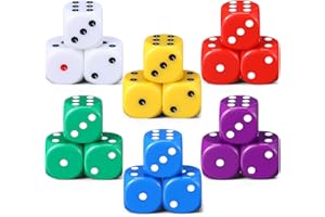 Seenelling 18 Pcs Casino Theme Party Dice Large Opaque Jumbo Acrylic D6 Dice for Casino, Craps, Table Games and Board Games (30 mm,Classic Color)