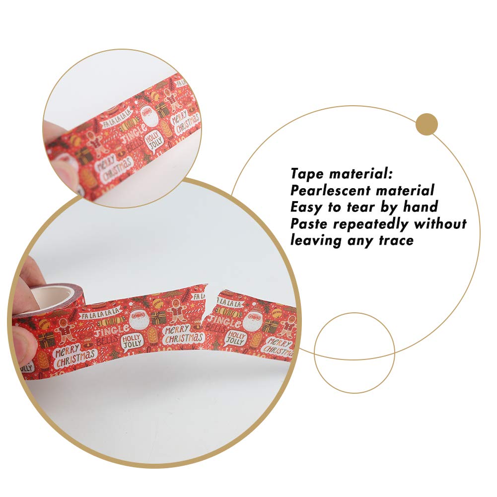 Christmas Tape 12 Rolls DIY Sticker Decorative Masking Tape Easy Tear Packaging Tape