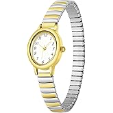 LAIMAI Small Gold Watches for Women Stainless Steel Expansion Band,Analog Womens Watch with Daily Waterproof