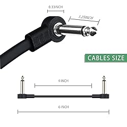 GOGHOST 4 Inch Guitar Patch Cables 6 Pack, 1/4" TS