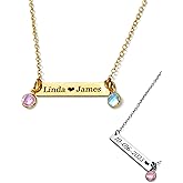 Jexiva Custom Name Bar Necklace – Personalized Engraved Stainless Steel Jewelry for Women – Gold Plated or Silver – Non Tarnish - Adjustable Chain – Gift for Mom, Her, Birthday, Anniversary