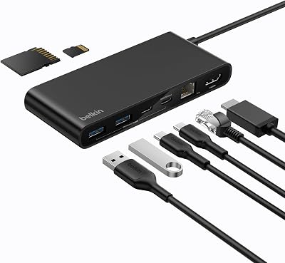 Connect Hub USB C de 8 Puertos, Adaptador USB C con Vídeo con Resolución 4K a 60 Hz, para Mac, Windows y Chromebook, Power Delivery a 100 W, Transferencias de 10 Gbps y 2.5Gbps Ethernet - Negro