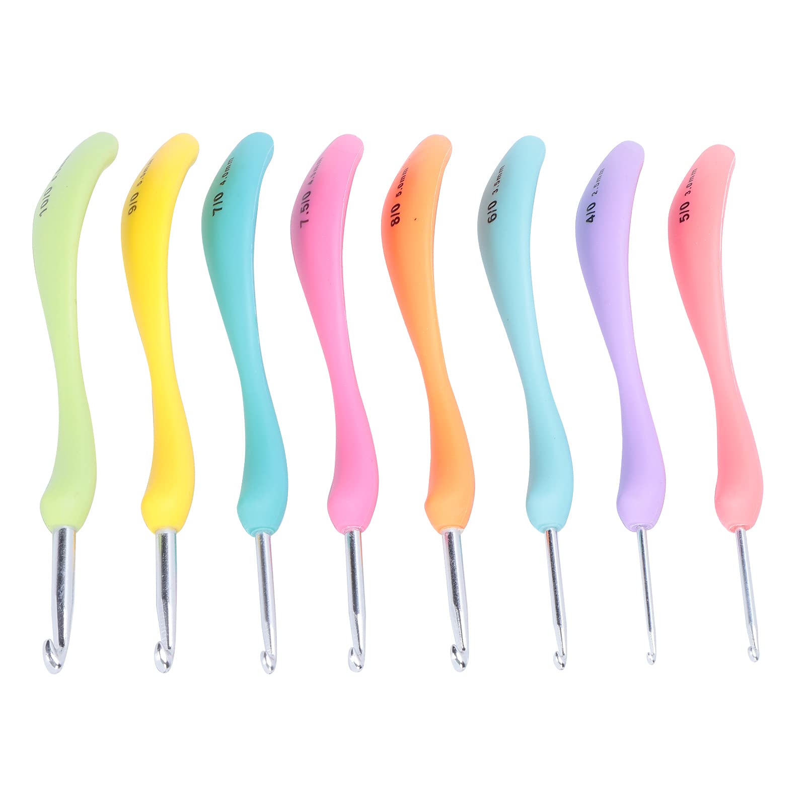 8Pcs Crochet Hook Aluminum Colorful Ergonomic Crochet Hooks Set 8 Sizes 2.5-6.0mm for Arthritic Hands