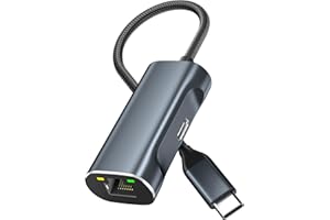 USB C to Ethernet Adapter, Gigabit RJ45 LAN Network Converter with 100W Power Delivery Pass-Through Charging, Aluminum Body f