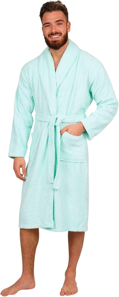 Adore Home Mens 100% Cotton Bathrobe Duck Egg XXL Shawl Collar