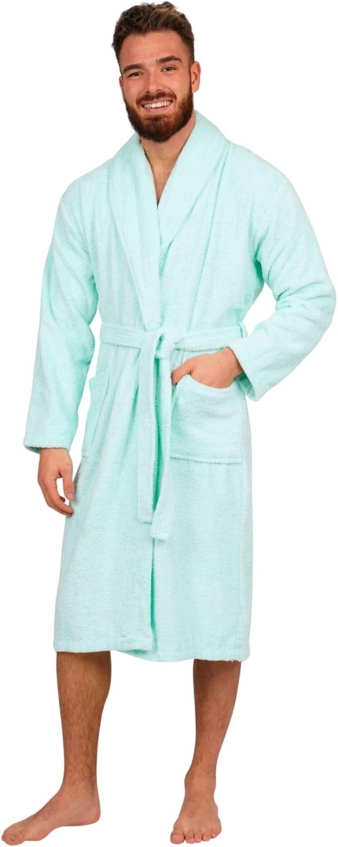 Adore Home Mens 100% Cotton Bathrobe Duck Egg XXL Shawl Collar
