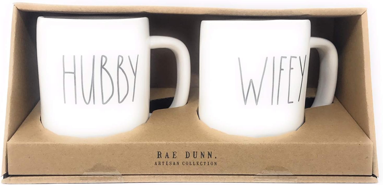 rae dunn wifey and hubby mugs