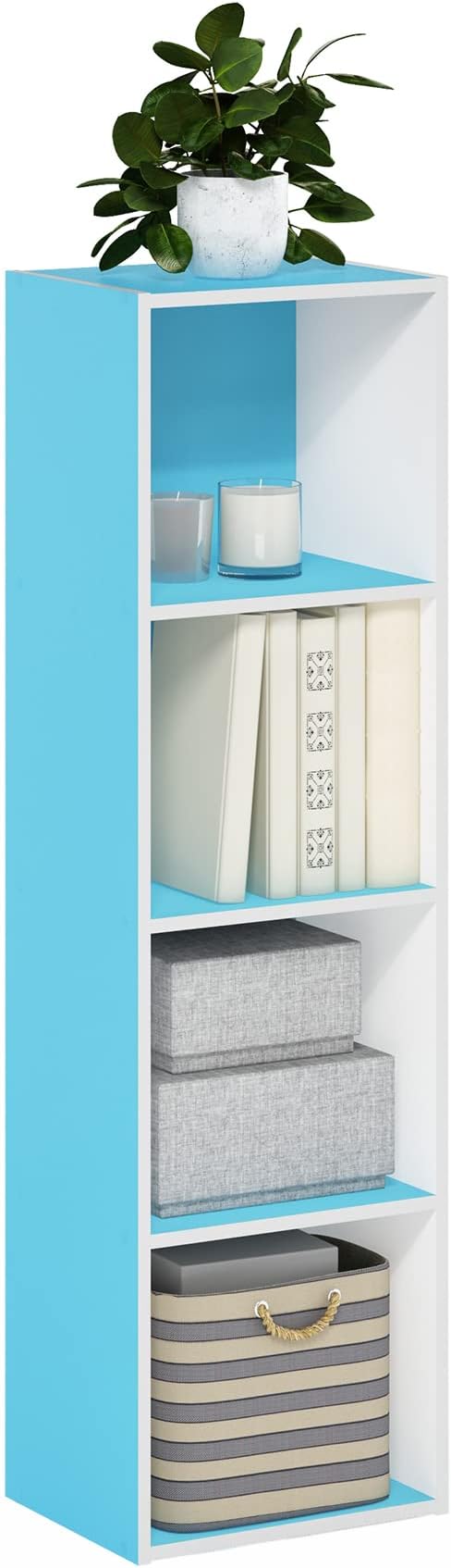 Furinno PASIR 4-Tier Book Shelf Light Blue White 30.5x106.1x23.7 cm