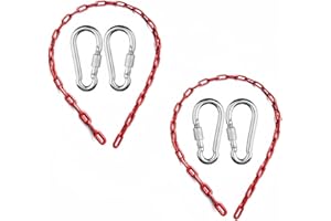 Ymeibe Swing Chains (2) Fully Plastic Coated with 4 Free Quick Links Anti-Rust Iron Link Chains for Playground Kids Tree Swing Seat Support 660 Lb Swing Set Accessories and Replacement (Red)