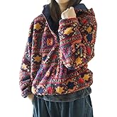 MOYUYUNJIAN Women's Fleece Jacket with Hood Sherpa Lined Fuzzy Fall Winter Coat Zip Up Warm Casual Outerwear with Pockets