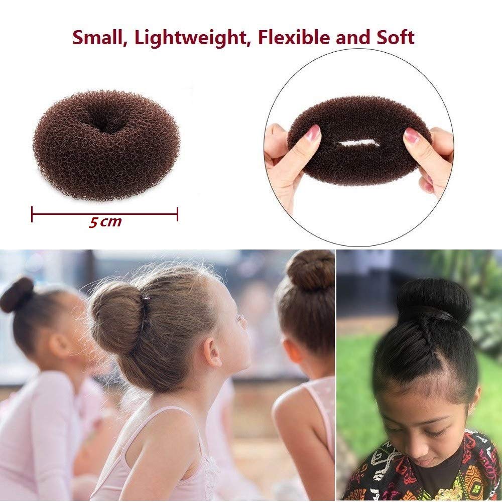 Extra Small Hair Bun Maker for Kids, 6 PCS Chignon Hair Donut Sock Bun Form for Girls, Mini Hair Doughnut Shaper for Short and Thin Hair (Small Size 2 Inch, Dark Brown): Beauty