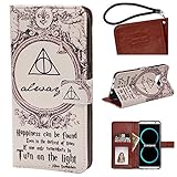 Samsung Galaxy S8 PU Leather Wallet Case, Onelee - Harry Potter Hogwarts Deathly Hallows Premium PU Leather Stand Case Back Protector for Samsung Galaxy S8 with Card Slots