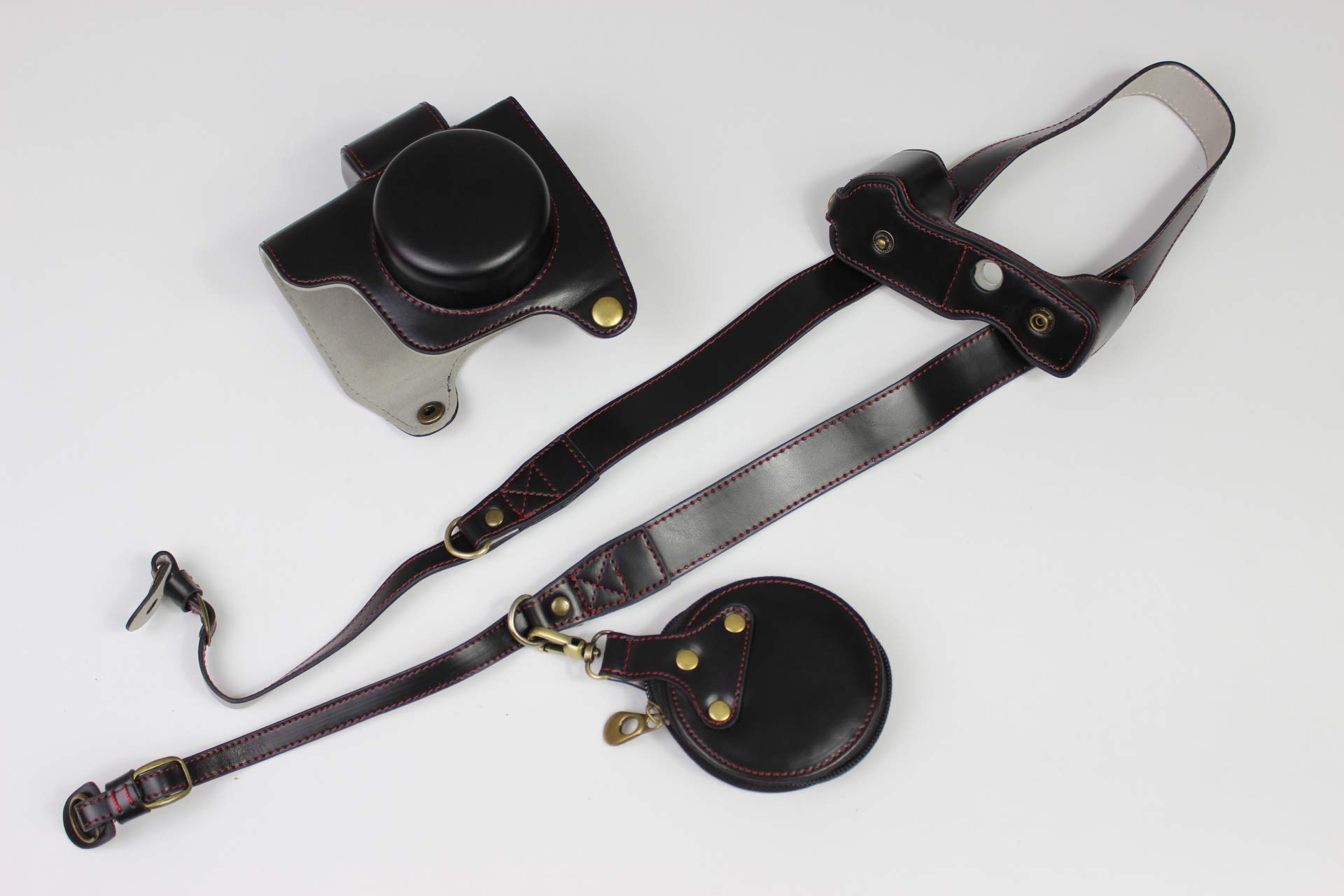 Zakao E-M10 Mark IV Camera Case, PU Fullbody Bottom Opening Version Protective Leather Camera Case Bag for Olympus OM-D E-M10 Mark IV EZ 14-42mm Lens with Shoulder Strap and Mini Bag (Black)