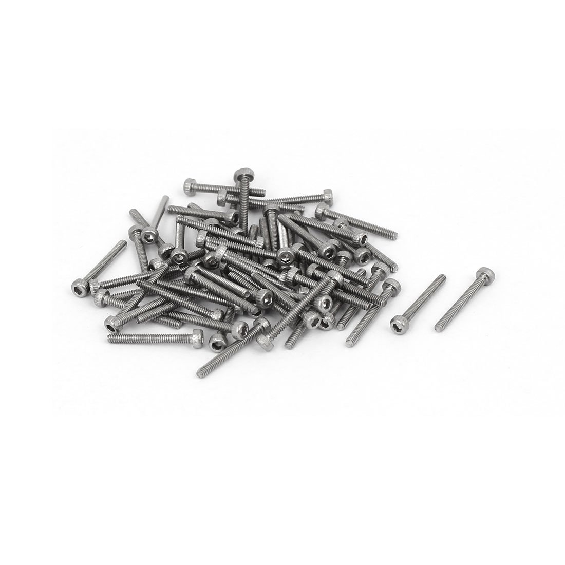 uxcell M1.4x12mm 0.3mm Pitch 304 Stainless Steel Hex Socket Head Cap Screw DIN912 60pcs