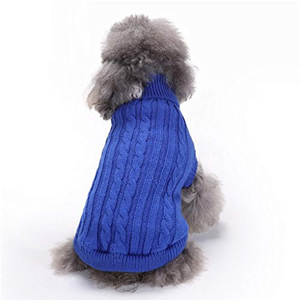 Cute Pet Puppy Cat Dog Warm Jumper Sweater Knitwear Coat Apparel Vest Clothes for Small Medium Breeds Autumn Winter(S,Blue)
