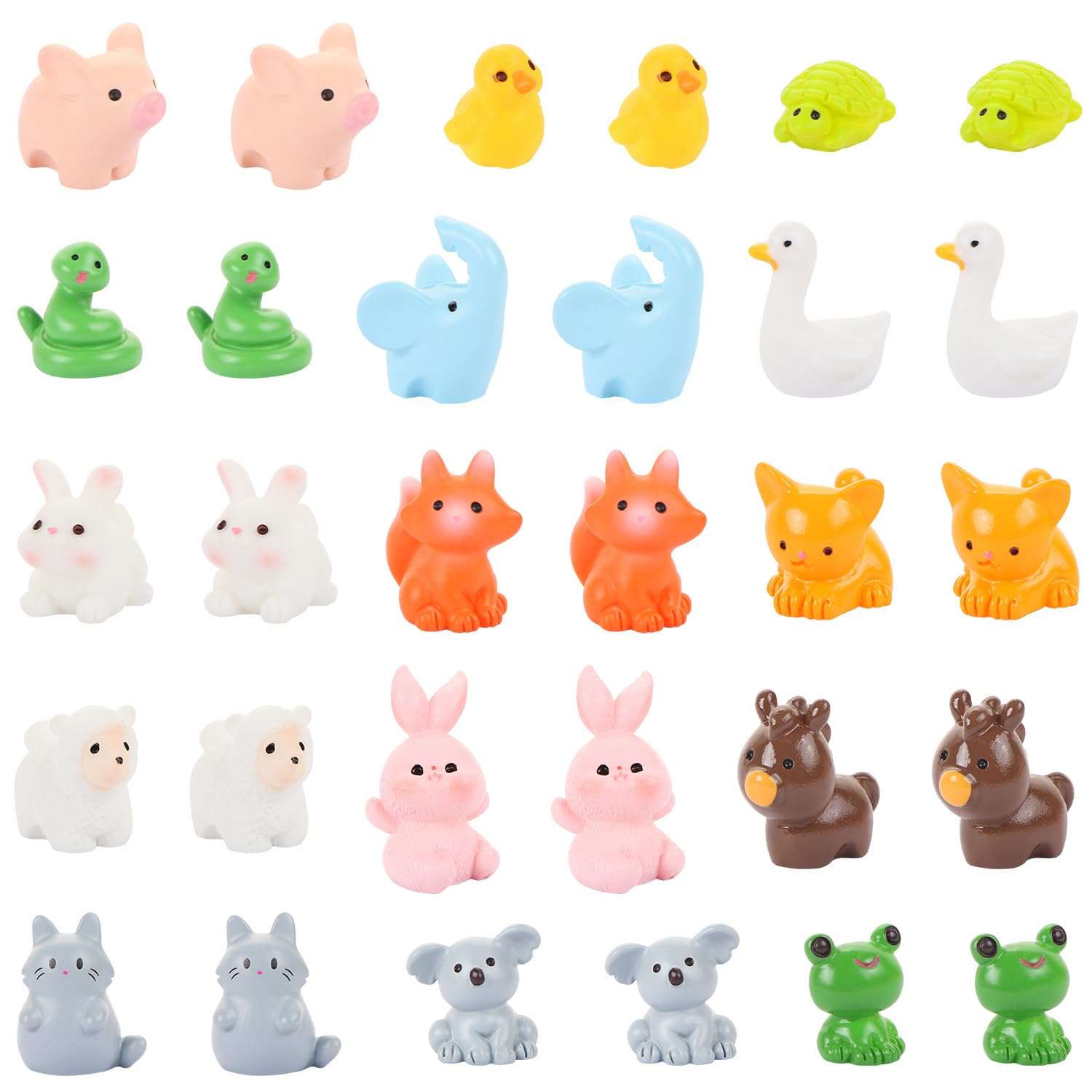 LALASTYLE 30PCS Mini Resin Animals,Animal Resin Figures,Colorful Tiny Animals,for DIY Miniature Garden,Dollhouse Ornament,Miniature Landscape Home Decoration