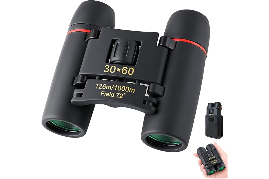 30x60 Mini Compact Binoculars for Adults Kids, HD Portable Waterproof Pocket Binoculars, Lightweight Folding Easy Focus for Bird Watching, Hunting, Concert, Theater, Travel Hiking Outdoor Sports