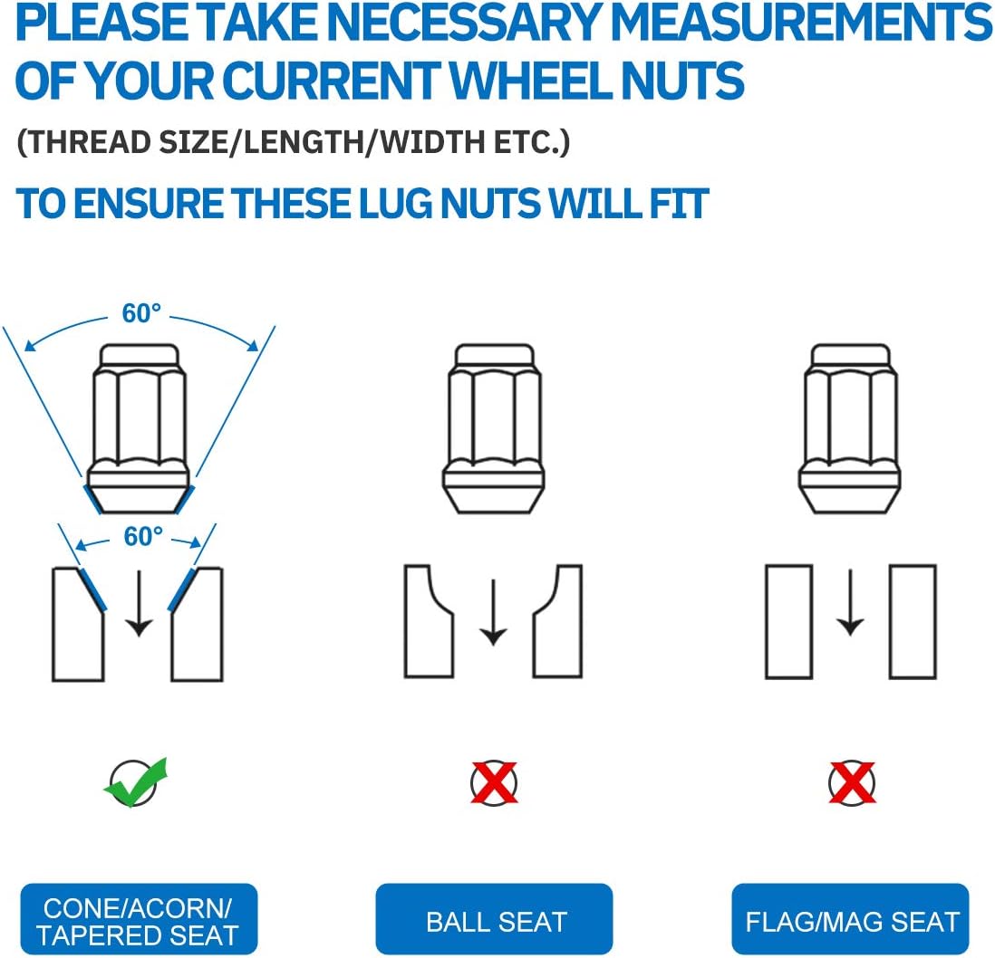 SIZZER Wheel Lug Nuts M14x1.5 Thread Size 1.78” Long 3/4" Hex Tapered Seat Acorn Lug Nuts, Black Finish, Set of 24: Automotive