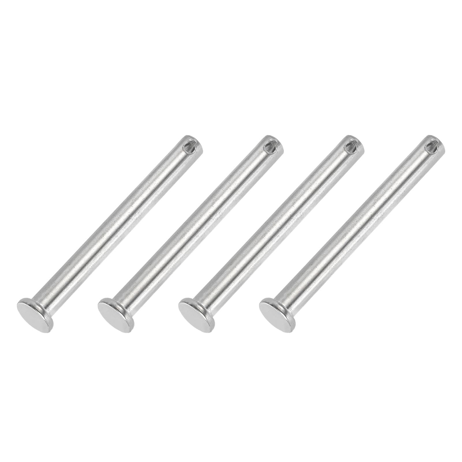 PATIKIL 8 x 75 Mm Single Hole Clevis Pins, 4 Pcs 304 Stainless Steel Flat Head Pin for Hitch Pin Lock Link Hinge Systems, Silver