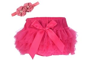elamccor Baby Girls'Tutu Bloomers Newborn Toddler Cotton Tulle Ruffle Diaper Covers with Bow