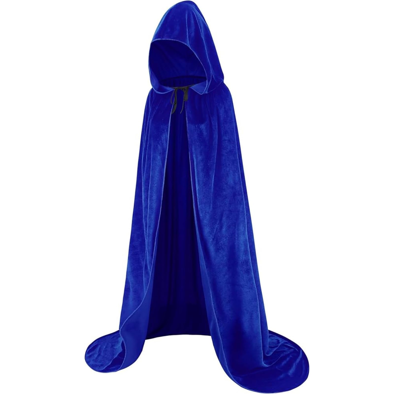 HAPNBCELE Unisex Velvet Cape Hooded Cloak, Halloween Christmas Costume Medieval Masquerade Wizard Vampire Party Fancy Dress (Blue, 39.37"/100cm)