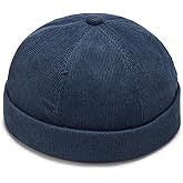 Corduroy Brimless Hat for Men Women Sailor Docker Cap Cuff Harbour Beanie Hat