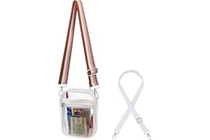WEDDINGHELPER Clear Crossbody Bag, Clear Bag Stadium Approved, Clear Bag Strap for Concerts Sports Events(Silver Buckle-white2)