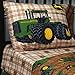 John Deere Traditional Brown Plaid Bedding, Twin Sheet Set