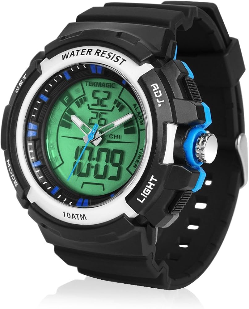 Orologio Subacqueo Sportivo 10 ATM - Digitale E Analogico, Sveglia, Doppio Fuso Orario, 100m