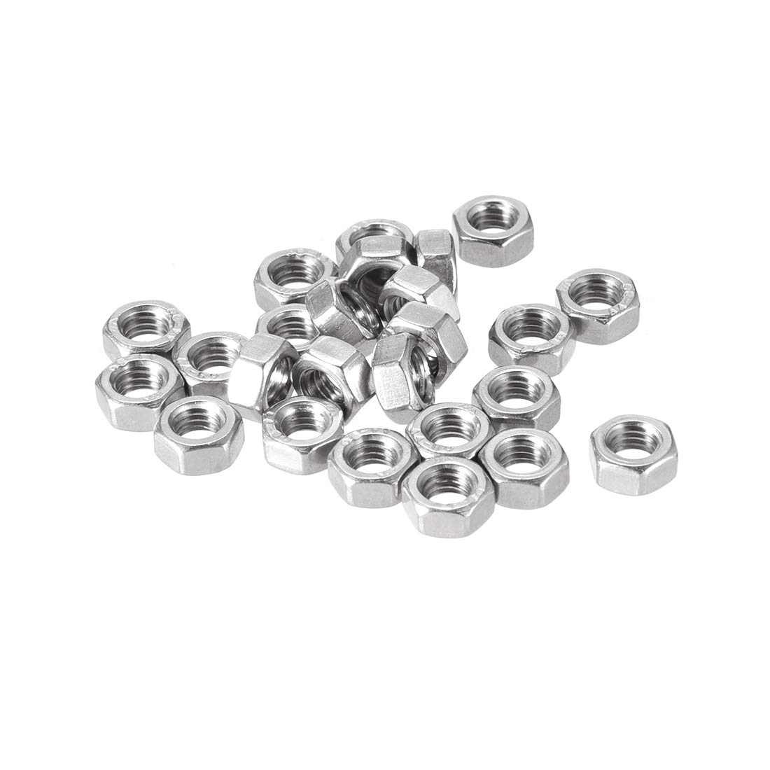 sourcing map Hex Nuts, M4x0.7mm Metric Coarse Thread Hexagon Nut, Stainless Steel 316, Pack of 25