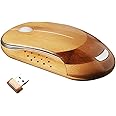Icemouse Wireless Mouse for Laptop, 2.4G Cordless Portable Computer Bamboo Mice Silent Clicking with 4 Adjustable DPI for PC Notebook Desktop MacBook with USB Ports