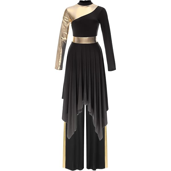 black praise dance dresses Long Sleeve Lace Floral Formal Dress by LaDivine CD233