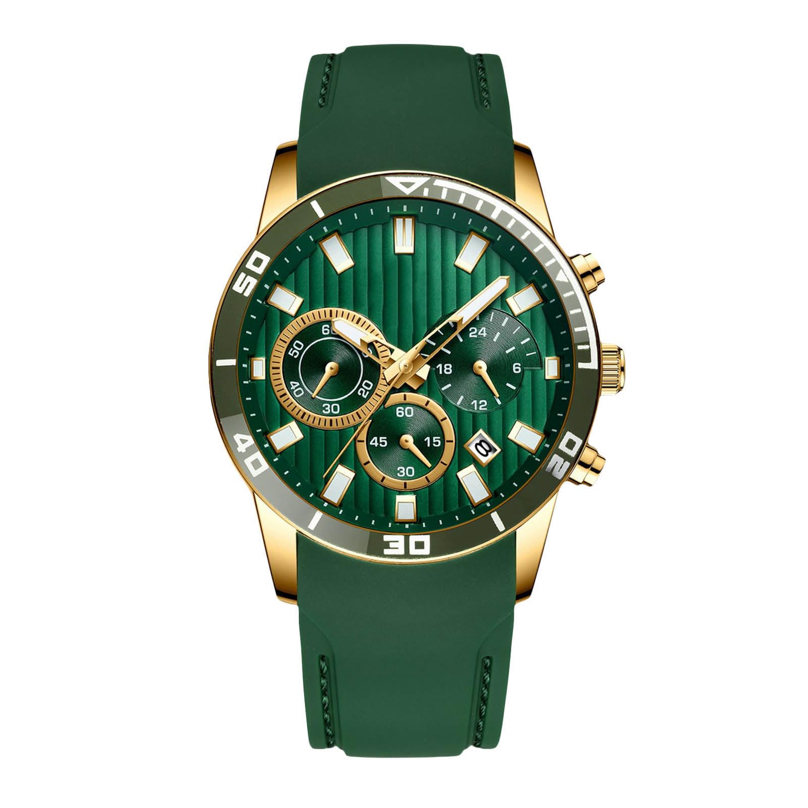 RORIOS Mens Watches Analogue Quartz Watch with Silicone Band Fashion Chronograph Wrist Watch Luminous Casual Watch for Men