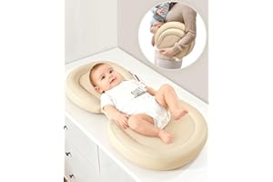 MAMATEPE Baby Changing Pad with Waterproof & Wipe-Clean, Non-Slip Foldable PU Diaper Changing Pad, Adjustable Safety Belt, Changing Pad for Dresser, Changing Table,24"X16",Beige