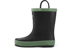 K KomForme Kids Rain Boots, Waterproof Rubber Matte Boots with Easy-on Handles