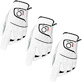 FINGER TEN Golf Gloves Men Right Left Handed Golfer Men’s Golf Glove Left Right Hand Value 3/6 Pack, All Weather Leather Grip Small Medium ML Large XL Size