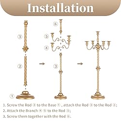 Sziqiqi Gold Floor Candelabra Candle Holder for